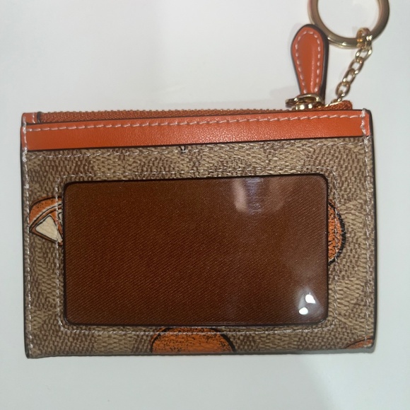 Coach Mini Skinny Id Case With Orange Print (Tan/Signature Canvas) - Picture 2 of 2